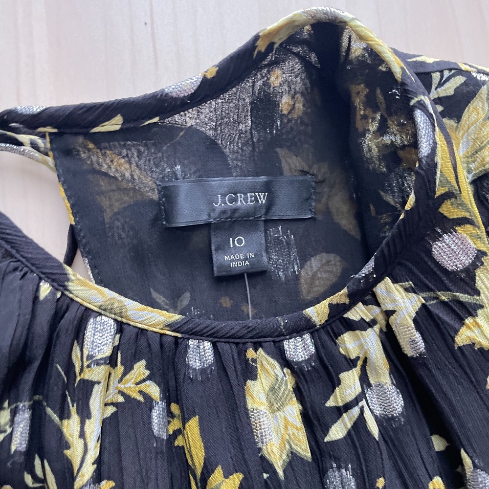NWT $298 J.Crew Open-Back Metallic Clip-Dot Black Maxi Dress Golden Floral Sz 10 - Picture 10 of 16
